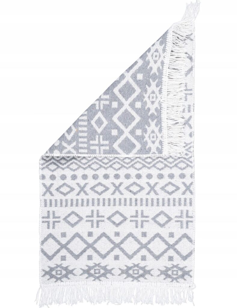 dywan kilim boho szary 150 x 80 bawełna