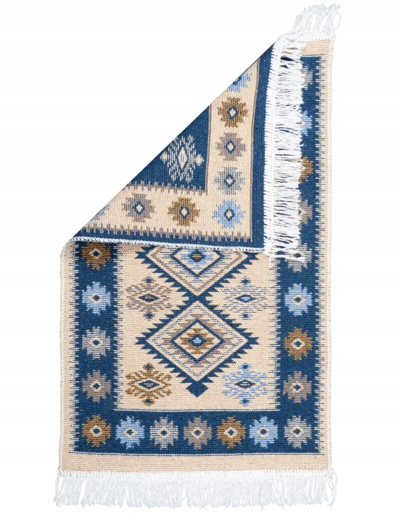 dywan kilim boho 80 x 50 niebieski