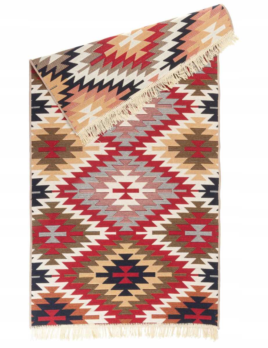 DYWANIK BOHO 120 X 160 Z FRĘDZLAMI KILIM AZTECKI